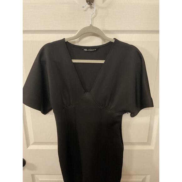 Zara Black BodyCon Flare Sleeve Mini Dress, M - Picture 2 of 6